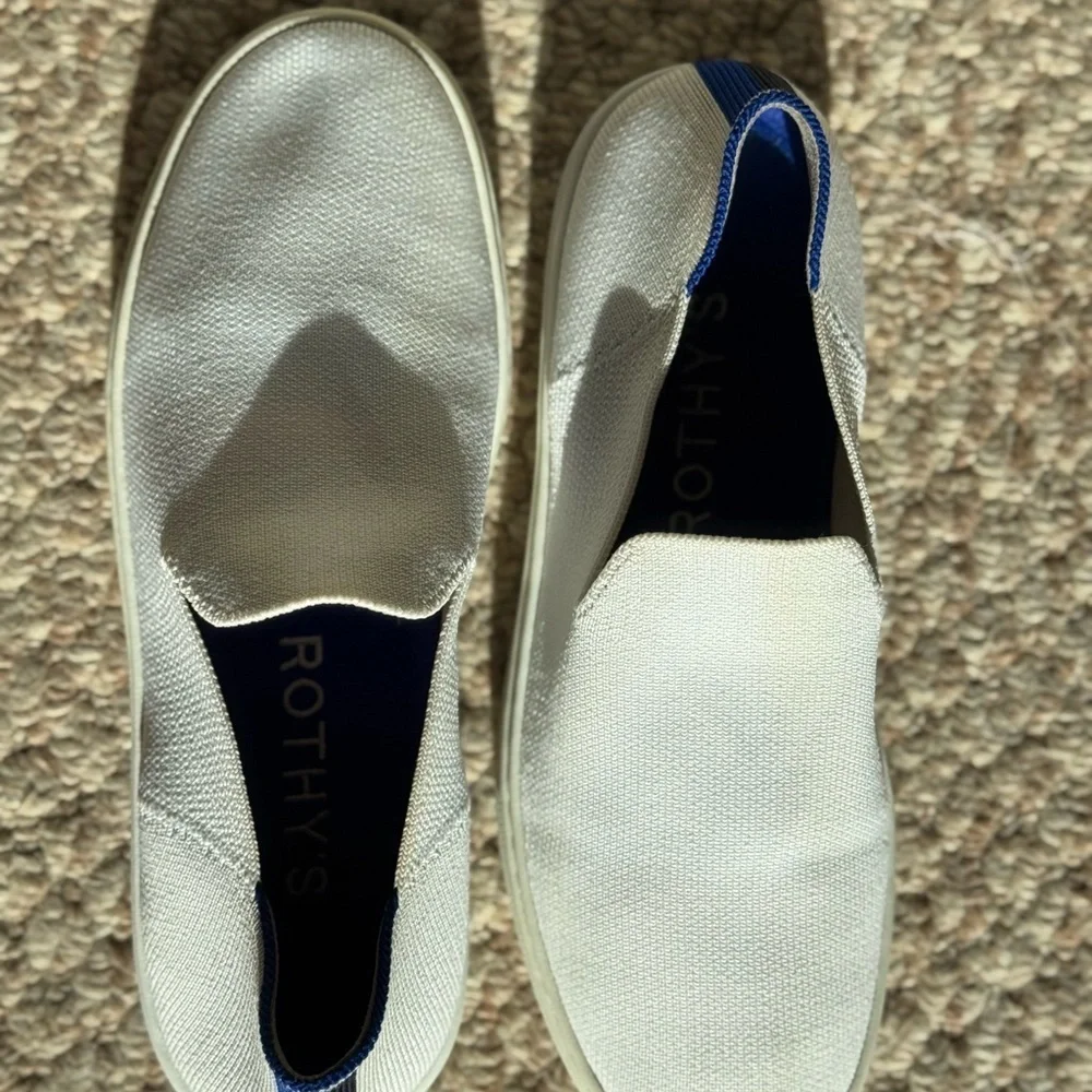 Rothy's The Original Slip On Sneaker Womens Size 7.5 White Casual Knit Shoes
